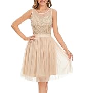 Bridesmay Women's Tulle Prom Dress Short Homecoming Dresses 2023 A-Line Beaded Sequin Cocktail Dr...