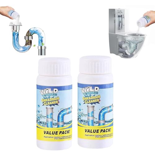 Wild Tornado Sink And Drain Cleaner, Wild Sink And Drain Cleaner, Sinks And Drains Cleaners, Powerful Pipeline Dredging Agent For Bad Smells, For Kitchen Bathroom Toilet Shower (2 pcs)