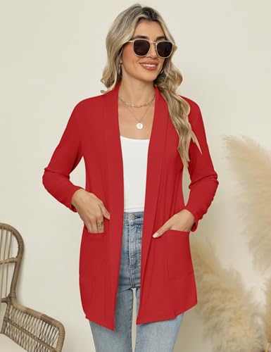 Image of Micoson Long Sleeve Lightweight Thin 2025 Summer Cardigan for Women Casual Loose Fit Kimono Cover Up with Pockets