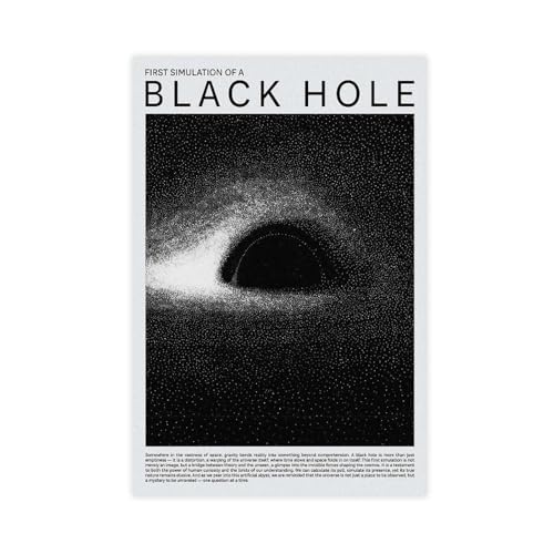 BMtyDG Black Hole Simulation First Handdrawn Visualization Canvas Poster Wall Art Prints Room Aesthetic Murals Bedroom And Living Decorations Unframe 12x18inch