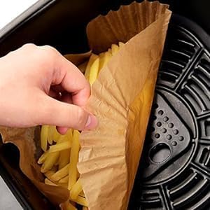 Image of Marve Square Air Fryer Liners Food-Grade BPA Free Paper for 5 to 8 litres Oil-Free Fryers - Healthy Cooking I Heat Resistance Air Fryer, Baking, Roasting Microwave (125 Pcs Square 8 INCH)