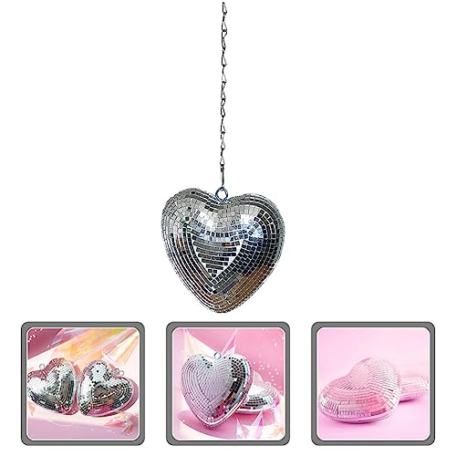 Decoración para bodas: bola espejada en forma de corazón, colgante, reflectante, para fiestas temáticas de los años 50, 60 y 70 miniatura 5