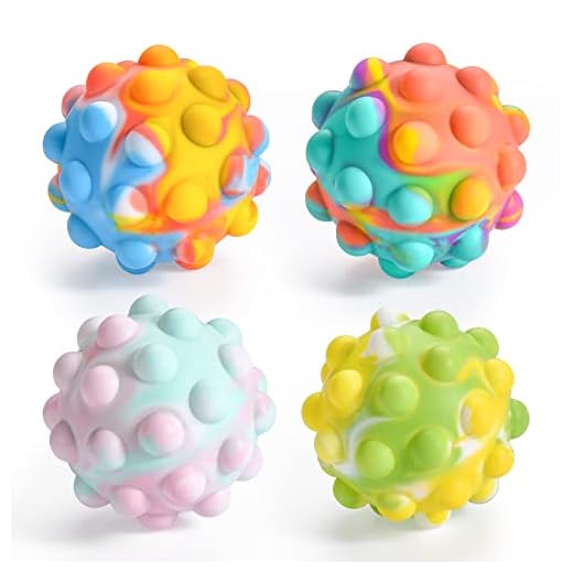 Peboms Pop It Ball,Easter Basket Stuffers 3D Silicone,Anti-Anxiety Squeeze Sensory Toy for Kids Adults Over 3 Years (4 Pack)