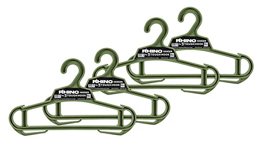 Rhino Tough Hook Heavy Duty Clothes Hangers, Military Grade Coat Hanger for Body Armor & Jacket, 200-lb Capacity Suit Hangers for Heavy Apparel, USA Made, Foliage 4-Pack