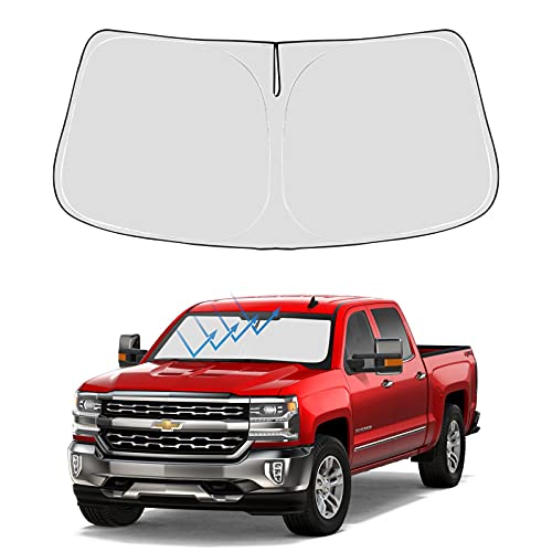 Image of Proadsy 2026 Upgrade Front Windshield Sun Shade Foldable Sunshade Protector Custom Fit 2014-2018 Silverado Regularcab Crewcab Extendedcab Accessories