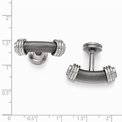 Mancuernillas Láser en Titanio y Acero para Hombre 6mm x 21mm miniatura 3