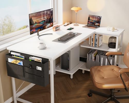 AODK L字デスク コンセント付き ホワイト