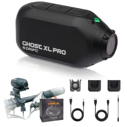 DRIFT Ghost XL Pro 4K �o�C�N�p�A�N�V�����J���� 7���ԃo�b�e���[�쓮 ���s�̑S�s�����L�^ 300°��]�����Y 140°POV IPX7�h�� �A�v������ �ǂ��ɂł��ȒP�Ɏ��t���\ �w�����b�g�⎩�]�ԂɍœK