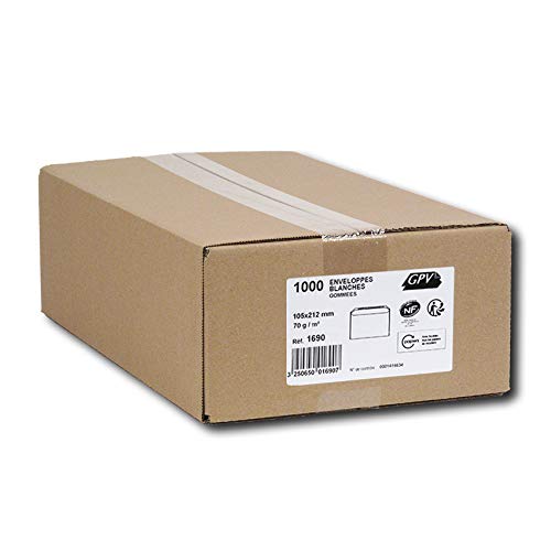 Envelopes 105 x 212 mm 70 g/m² Gummed Pack of 1000 White - Image 2