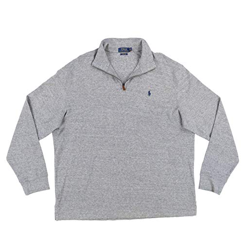 Polo Ralph Lauren Mens Quarter Zip Pullover Estate Rib Long Sleeve Sweater (XX-Large, Gray Heather)