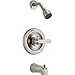 Delta Foundations 13 Series 2-Spray Bathtub and Shower Faucet Set, Brushed Nickel Shower Head and Handle Set, Valve Trim Kit, Stainless BT13410-SS (Valve Not Included)