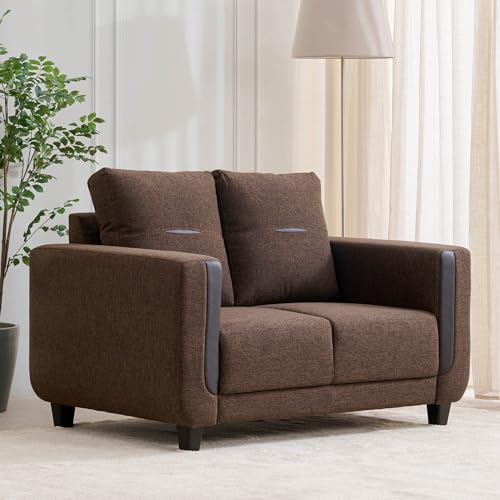 Home Centre 2 Seater Berry Fabric Sofa|Fabric Sofa for Living Room|(Brown)|2 Year Warranty