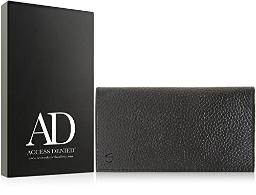 Genuine Leather Checkbook Cover For Women & Men - Checkbook Holder Check Book Covers For Duplicate Checks Card Wallet RFID