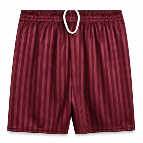 Image of reshmena® Kids Football Shorts Unisex Athletic Shorts Junior Boys Running Gym Fitness Shorts Shadow Stripe PE Shorts Uniform Lightweight Children Shorts 13 Yrs Maroon