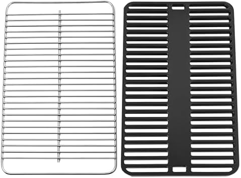 DELSbbq 80631 Cast Iron Cooking Grate for Weber Go-Anywhere, Grill Grate for Charcoal and Gas Go-Anywhere Grills, 16" x 10" Grill Grid for Outdoor Camping BBQ, Replacement for Weber 70211 3634 67195