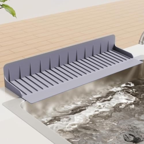 Protector de salpicaduras de cocina y baño con base de silicona para lavabo 4