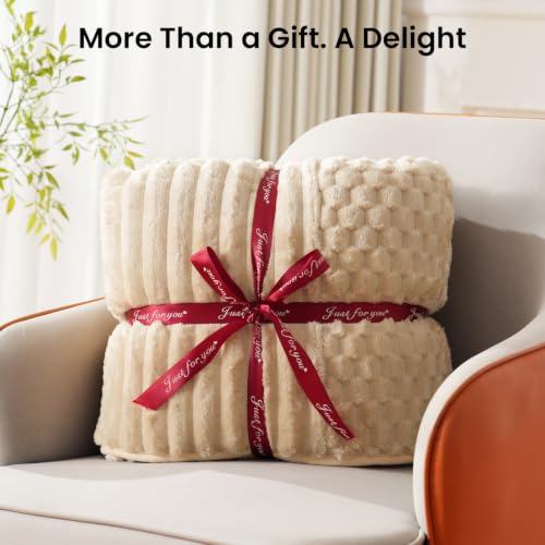 Image of Drewin Weighted Blanket for Adults Queen Size 20lbs, Soft Cozy Turtleback Sherpa Weighted Blankets for Sleeping and Calming, Thick Bed Blanket for Couch Bed, 60 x 80 inches, Light Khaki