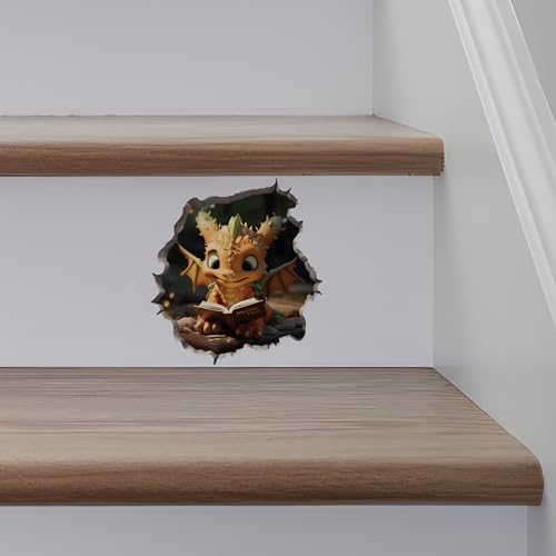 Vinilo Decorativo Dragón Lectura con Efecto 3D miniatura 5