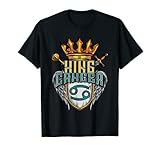 Diseño de rey cáncer con un emblema del signo del zodiaco Cáncer, una corona, espada y cetro que representa el majestuoso signo del zodiaco Cáncer. Gran idea de cumpleaños del zodiaco cáncer para hombres, que aman su signo del zodiaco King Cáncer