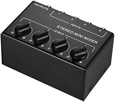 Btuty Stereo Audio Mixer with 4-Channel RCA Inputs Separate Volume Controls Full Metal Shell Mini