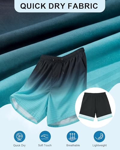 Mens Swimming Trunks with Compression Liner 7 Inch Quick Dry Board Shorts