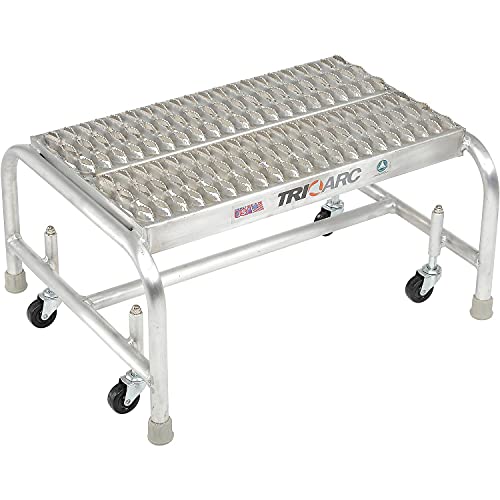 Tri-Arc WLAR001245 1-Step Mobile Aluminum Step Stool with Grip Strut Top Step, 24-Inch Wide