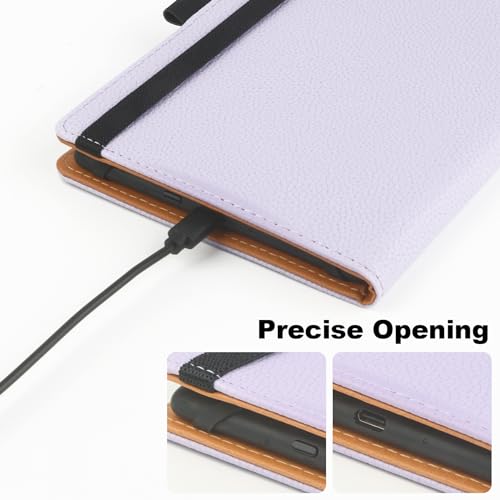 Universal Case for 6",6.8" E-Reader, Compatible with Paperwhite/Sony/kobo/Pocketbook/Nook/tolino 6-6.8inch ebook Reader,Premium PU Leather Cover with Hand Strap and Foldable Stand,Purple by XIAOLL - Used condition - Image 3