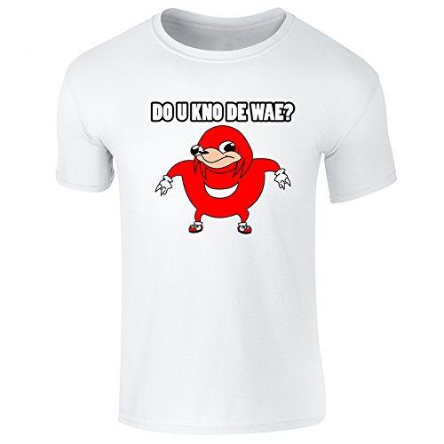 Image of Mens T-Shirt Ugandan Knuckles Meme Do U Kno De Wae ? White (S)