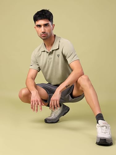 Image of TECHNOSPORT Men's 100% Polyester Slim Fit Self-Design Half Sleeve Polo T-Shirt with Double Cool, SPF50+ Properties for Gym, Workout 7 Regular Use