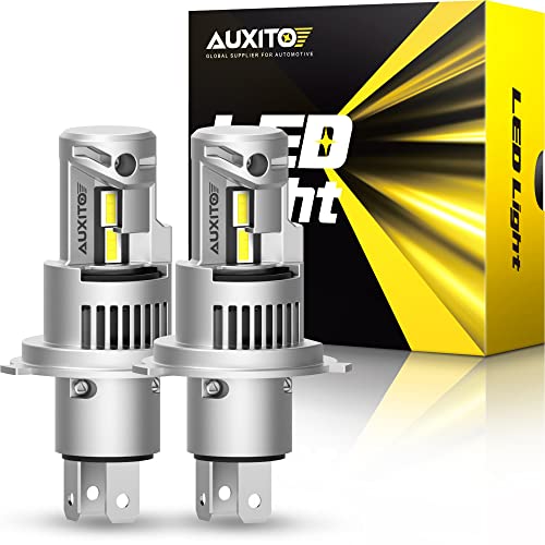 Image of AUXITO New Upgraded H4 Bulbs, 900% Ultra Brightness, 1:1 Halogen Size, 6500K White, 9003 Fog Light, Non-polarity, Plug and Play, Pack of 2