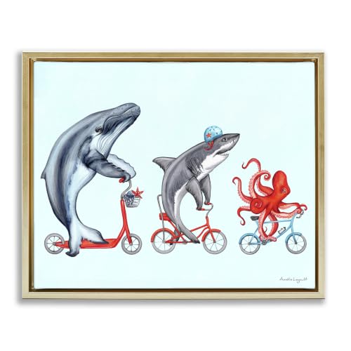 Aquatic Sea Life Bike Novelty, 25 x 31 Inch Canvas in Floater Frame