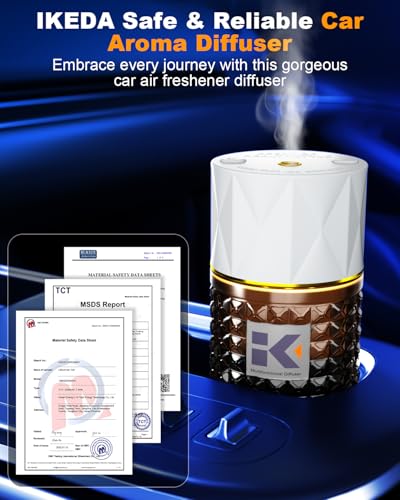 Image of Smart Car Air Freshener | Negative Ion Car Aroma Diffuser | Car Air Freshener Diffuser with 3 Switchable Modes|Car Diffuser Auto Power-Off When Waterless|Glass Diffuser for Car, by Ikeda (White+Black)