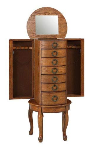Powell Burnished Oak Jewelry Armoire #TOP6