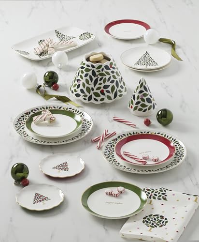 Image of kate spade new york Evergreen Rim Accent Plates, Service For 4, Christmas Dishes, Dinnerware Set, Holiday