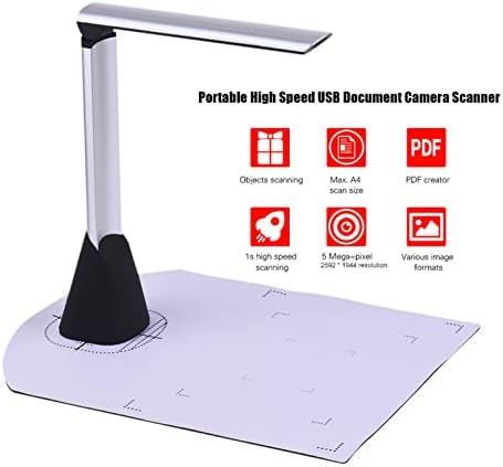 XiaoXIN Portable High Speed USB Book Image Document Camera Scanner 5 Mega-pixel HD High-Definition Max. A4 Scanning Size with OCR Function LED Light for Classroom Office Library Bank
