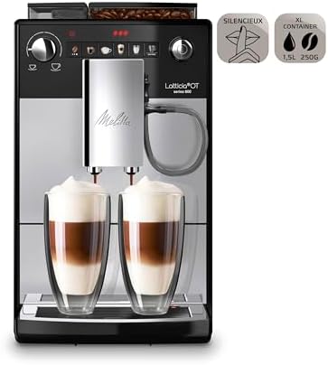 Melitta Latticia One Touch Argent, Machine à Café à Grains avec Broyeur et Système Latte Perfection, Silencieuse, Mode 1 à 2 Tasses, Automatique, F300-101, 1450W - Image 3