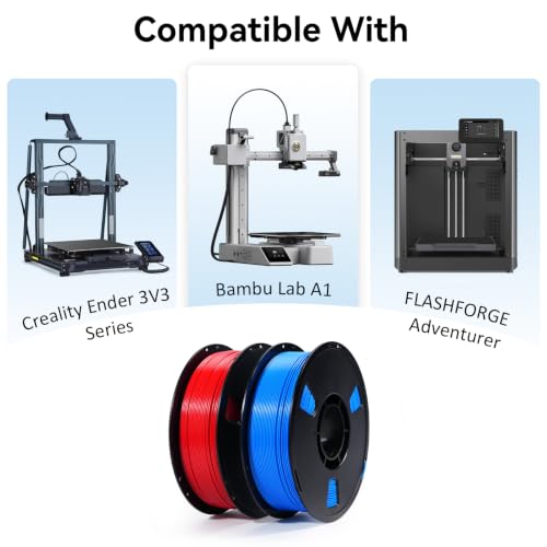 Image of Dynta PLA 3D Printer Filament 2-Pack, Blue + Red, 1kg Per Spool, 1.75mm ±0.02mm. Widely Compatible with Creality, Bambu Lab and Flashforge, Ideal for Beginners and Creative Makers