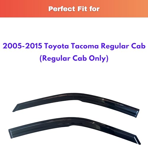 Image of KPY Rain Guards Fit for 2005-2015 Toyota Tacoma Single Cab, Out-Channel Window Visors Vent Wind Deflectors 2PC, Truck Accessories for 05-15 Tacoma Regular Cab (Single Cab Only)