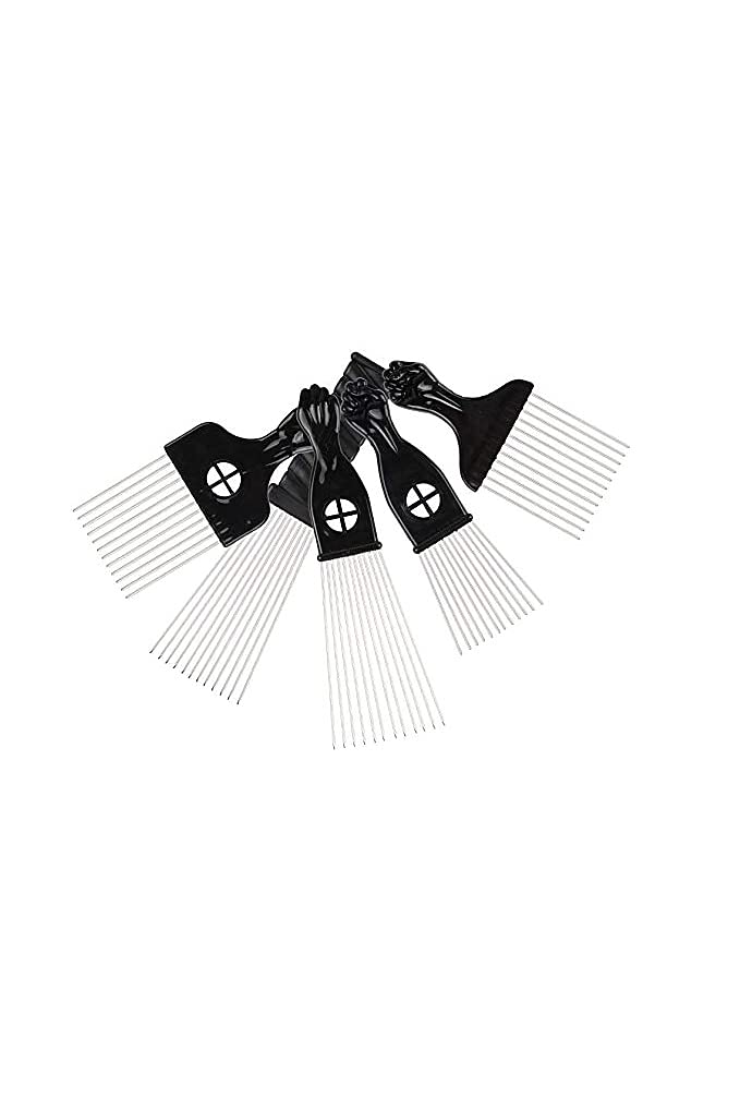 Afro Pick Magic Hair Coils Tool Square Afro Pick Natural Metal African Hairdressing Styling Black Fist Teeth Comb Curly Hairbrush Hair Fork Pik Comb Metal Afro Hair Style Comb (Set Of 5)