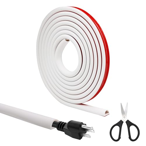 3M Mini Canaleta de Cables, Scettar 15X10mm Canal de Cable Flexible en Forma de D Cable Canaleta Cables Pared Adhesivo para Cubierta para Cables de TV en Paredes Cables en el Suelo de la Pared