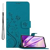 Cadorabo Hülle kompatibel mit Huawei Y5 2019 / Enjoy Play 8 / Honor 8S Blumen Design aus Kunst Leder Klappbare [Kartenfächern] Cover Hülle für Huawei Y5 2019 / Enjoy Play 8 / Honor 8S Tasche in Blau