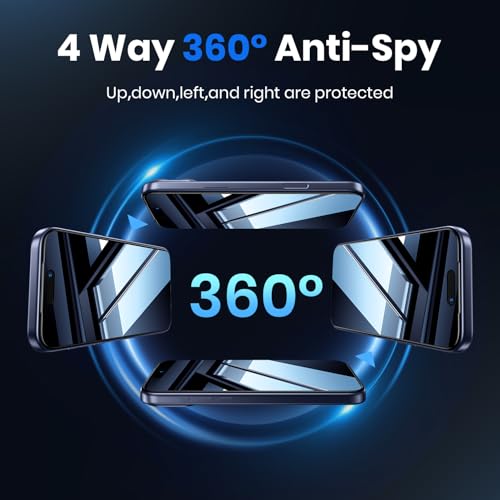 WSKEN for iPhone 17 Pro Max Privacy Screen Protector - [4 Way 360 Anti Spy] [Auto Dust-Remove] 10X Military Shatterproof 4 Directions Zero Bubble Anti Peep Tempered Glass Film for 17 Pro Max by WSKEN - Image 2