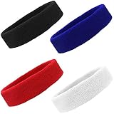 Sweatbands Cotton Sports Headbands Terry Cloth Moisture Wicking Athletic Basketball Headband 4 (Avai