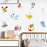 Pikachu Wandtattoo für Kinder Wandtattoo Pokémon, Poke-mon Schlafzimmer Tapete Wandaufkleber Aufkleber Kinderzimmer Hintergrund Wanddekoration, für Kinderzimmer-Wandbilder (8035)