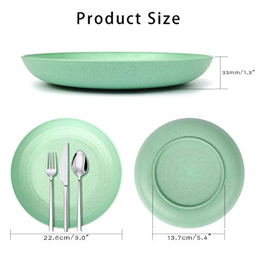 Teetookea 9 Inch Wheat Straw Dinner Plates, Dishwasher & Microwave Safe, Reusable, Unbreakable, Lightweight, Eco-Friendly & Bpa Free For Kids & Adults (Set Of 6, Deepened) #TOP2