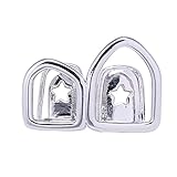 Retzjorv 2 Pcs 18K Gold Plated Double Tooth Cap Hip Hop Teeth Grillz Vampire Fangs Open Face Grills for Your Teeth Rapper Cosplay Costume (Silver)