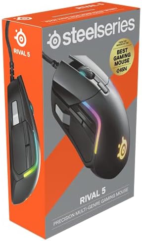 SteelSeries Rival 5 - Gaming Mouse  FPS, MOBA, MMO, Battle Royale  18,000 CPI TrueMove Air Optical Sensor  9 Programmable Buttons  85 g Competitive Weight, Black