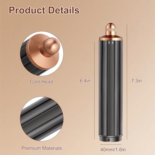 Image of 40mm /1.6 inch Hair Long Barrel Attachment for Dyson Airwrap HS01 /05 /08, Adjustable Bidirectional Auto-Wrap Curling, for Bouncy Curls or Waves, Gold