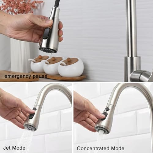 LKUWEE Kitchen Faucet, Stainless Steel 360° Swivel Kitchen Sink Faucets, Hot and Cold Water Kitchen Tap Pullout Sink Faucet with 2 Hoses by LKUWEE - Image 4