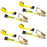 US Cargo Control, 2 x 12 Ratchet Strap, Flat Hook Ratchet Strap, 2 Inch Wide X 12 Foot Long, Yellow